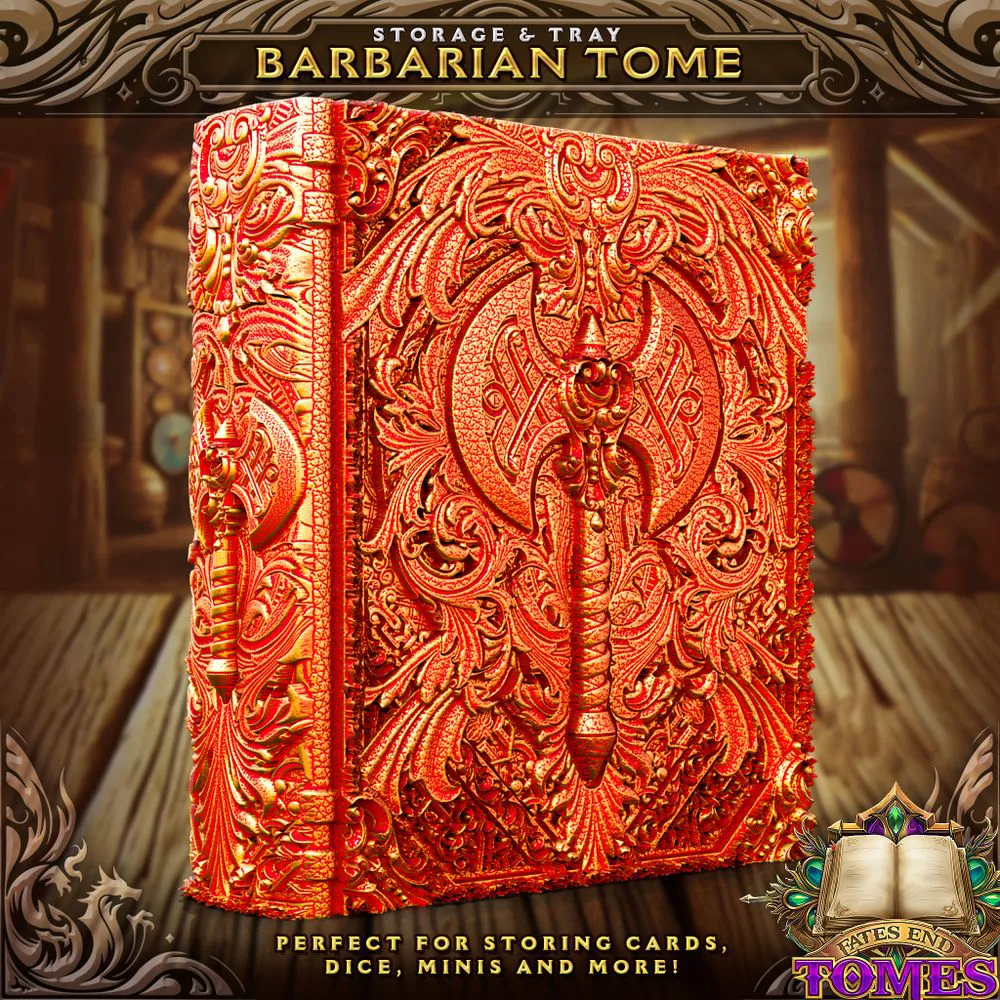 Barbarian Tome -  Perfect for storing cards, dice, minis and more!