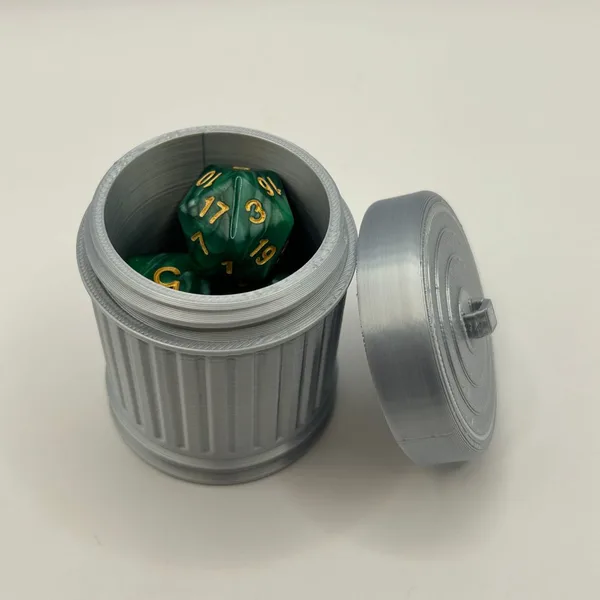 Metallic Trash Can Dice Box and Container