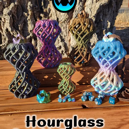 Twisted Hour Glass Dice Tower and Holder