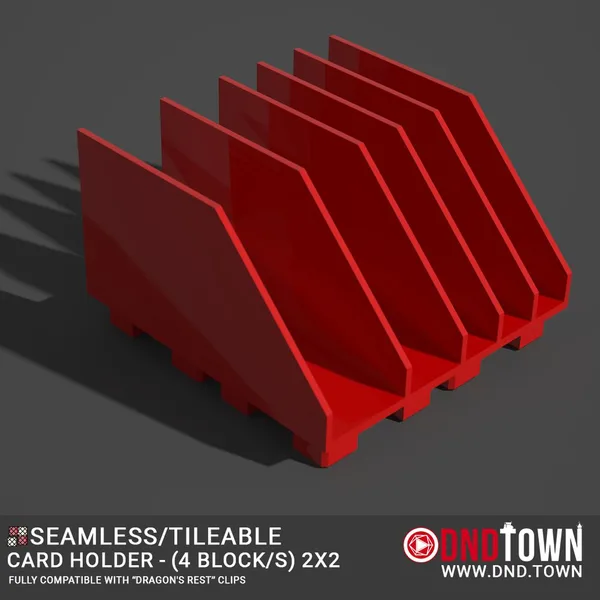 Playing Cards Holder - Compartments - 3U - BOTTOM - Combined - Center - 2x2 (4 Block) - 38.1mm - DnD Town Minis (www.dnd.town)