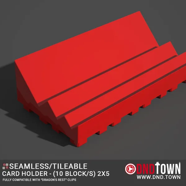 Playing Cards Holder - 3U - STRAIGHT - BOTTOM - Combined - Center - 2x5 (5 Block) - 38.1mm - DnD Town Minis (www.dnd.town)