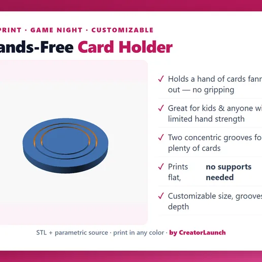 Hands-Free Playing Card Holder — Fan Rack for Kids & Game Night (Customizable)