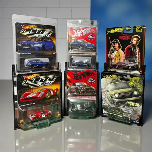 Hot Wheels Card Display Stand Bundle – 2-Tier Press-Fit Design (RLC, Mainline, Elite 64 & Premium)