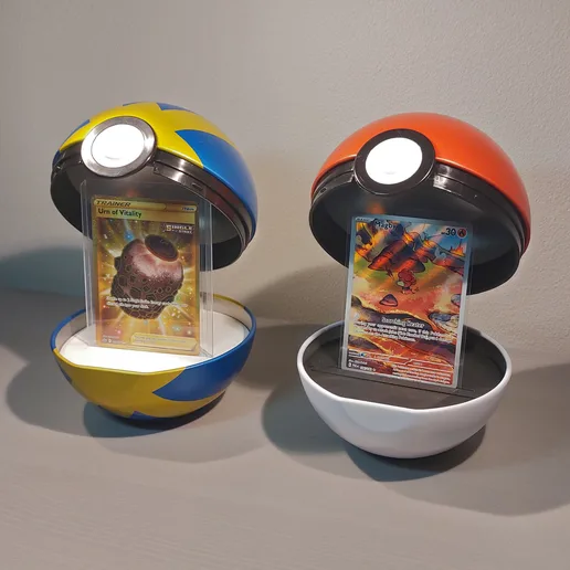 Pokéball Tin Card Display Stand 3MF File | PSA, Toploader