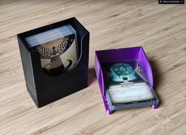 deck box with discard tray