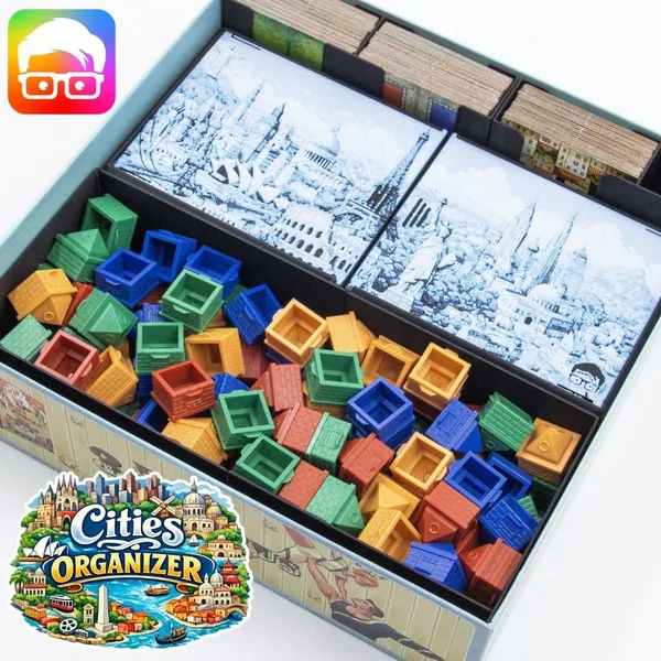 Cities (2024) organizer by @ammedia3d [tabletop board game inserts sku: CITIES001]