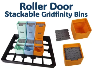 Stackable Roller Door Gridfinity Bin (Parametric)