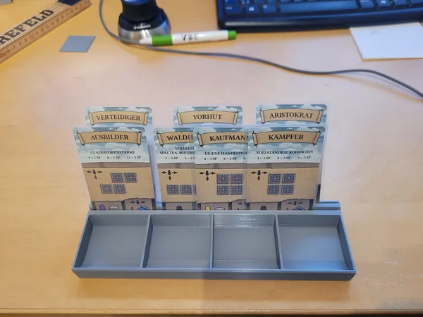 boardgame token tray with two card slots