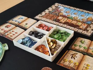 Board game tray with 6 slots
