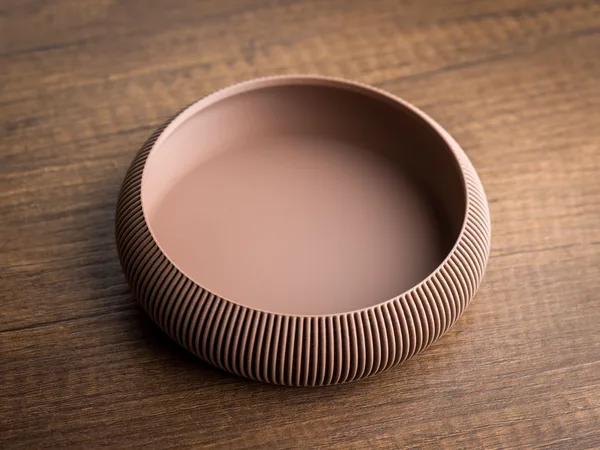 Ribbed low bowl. Tray