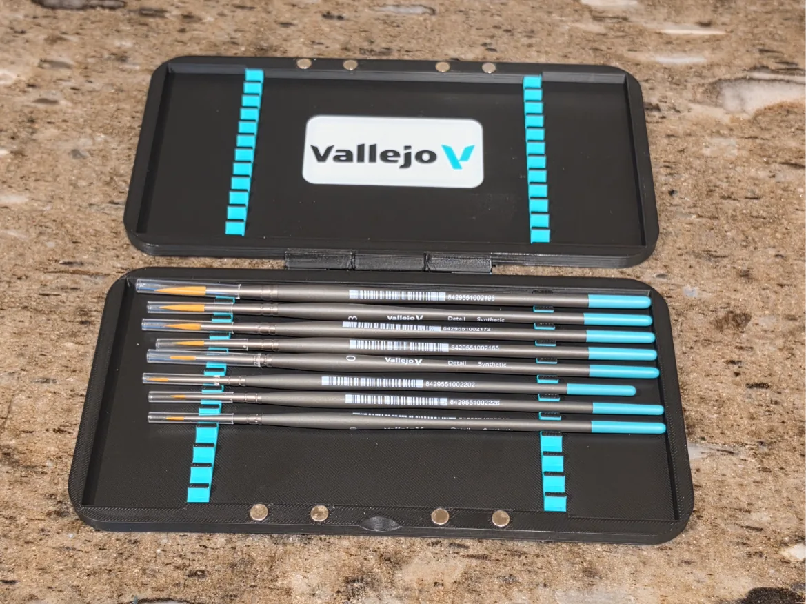 Vallejo miniature paint brush slim magnetic case