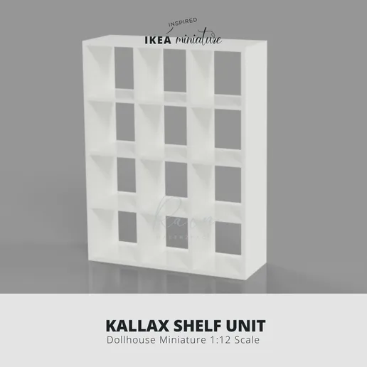 IKEA-INSPIRED KALLAX SHELF UNIT MINIATURE FURNITURE 3D MODEL