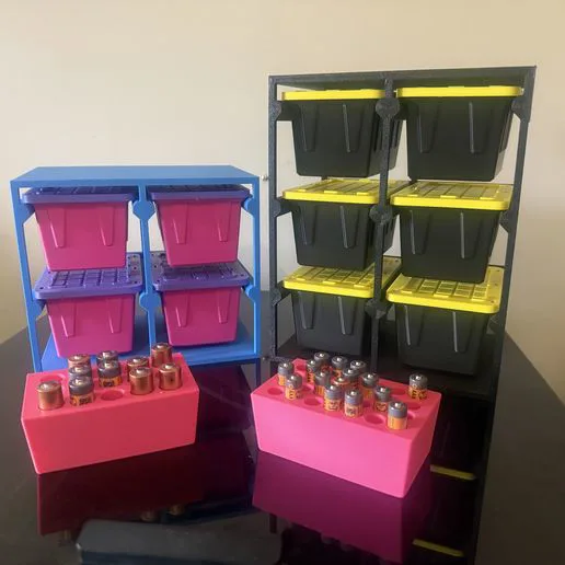 Lowe's Teeny Desktop Storage Tote Rack System & AA/AAA Battery Organizer