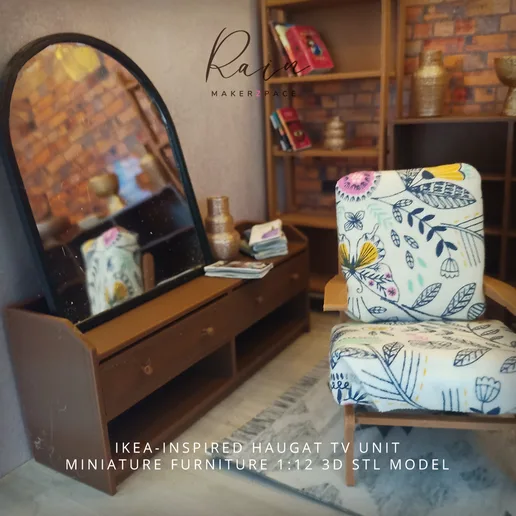IKEA-INSPIRED Hauga TV Unit Miniature Furniture, Miniature TV Cabinet, Miniature Furniture, Dollhouse Furniture