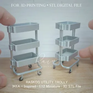 MINIATURE IKEA-Inspired Raskog Utility Trolly  | Laundry Room Miniature Furniture Collection