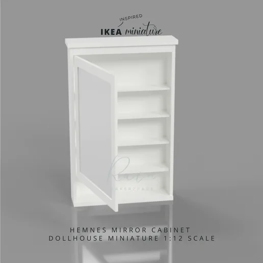 Miniature IKEA-inspired Hemnes Mirror Cabinet Furniture, Furniture for Ikea Dollhouse 1:12