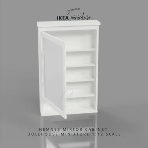 Miniature IKEA-inspired Hemnes Mirror Cabinet Furniture, Furniture for Ikea Dollhouse 1:12