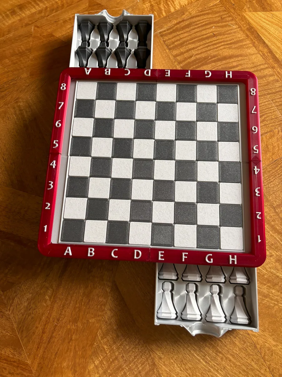 Split drawer storage box for Magnetic Chessboard
