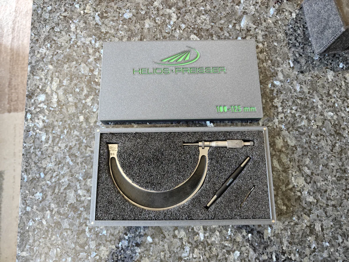 Storage Box for Helios Preisser Bügelmessschraube Micrometer 100-125mm / Magnetic / Fusion 360 Files