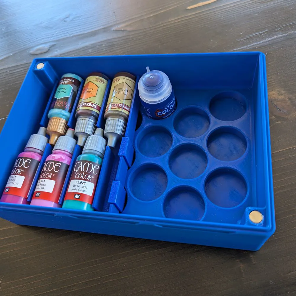 Army Painter and Vallejo Adapter for Citadel Storage Box - CorgiCompact Hobby System