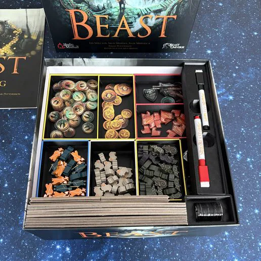 Boardgame Beast V2 + Shattered Isles insert inlay organizer for miniature version sleeved
