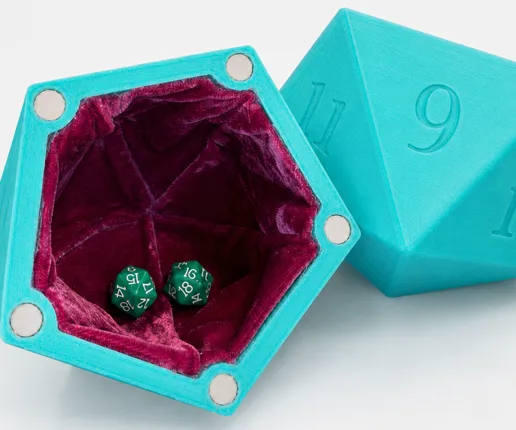D20 Dice Storage Case – Magnetic 3D Printable Dice Box STL / 3MF / STEP
