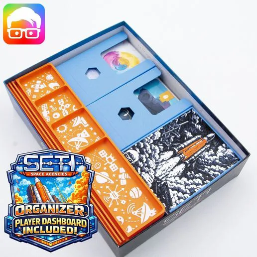 SETI SPACE AGENCIES organizer (player dashboard included !) by @ammedia3d [tabletop board game inserts sku: SETI002]