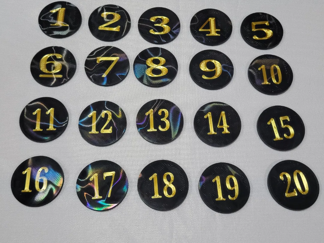 numbered tokens for D&D or TCG or any other games