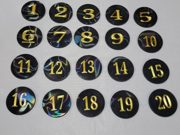 numbered tokens for D&D or TCG or any other games