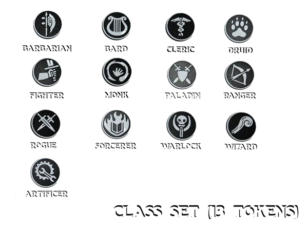 Dnd Class tokens, perfect for a quick dnd setup