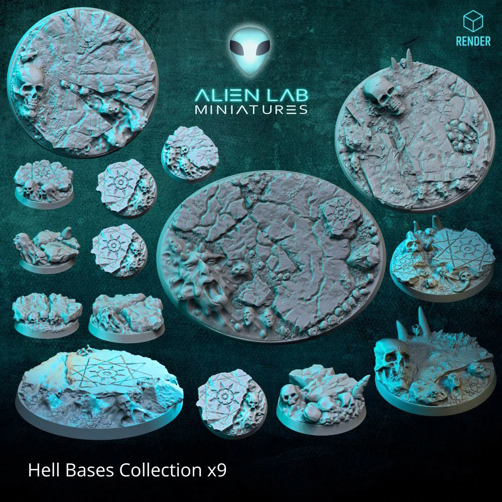 Hell Round Bases Collection – Complete Scenic Base Set for Miniatures