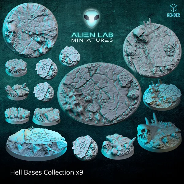 Hell Round Bases Collection – Complete Scenic Base Set for Miniatures