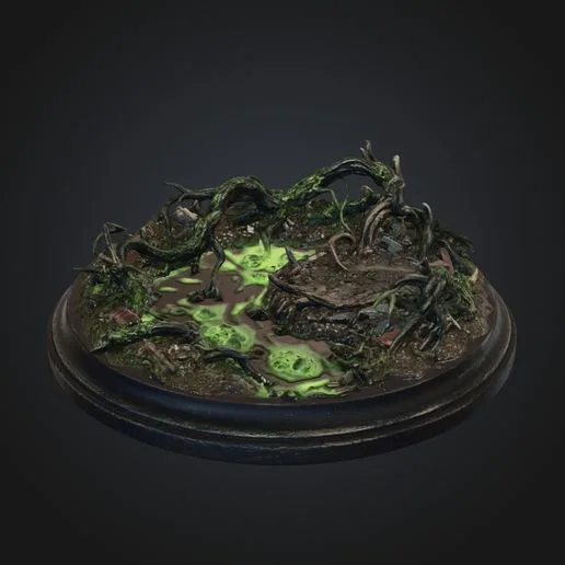Toxic Acid Pool - 40mm Gnarled Swamp Miniature Display Base