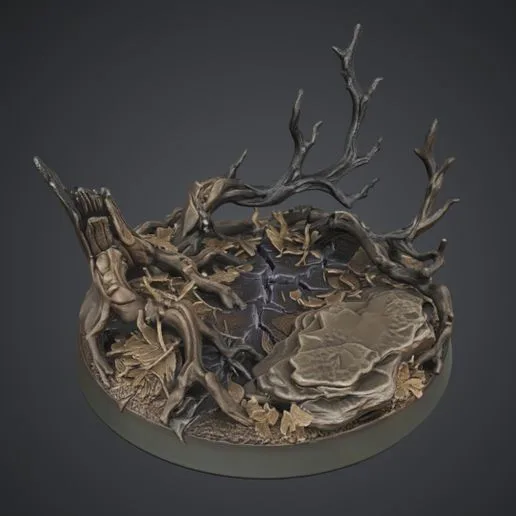 Creepy Dead Woods - 40mm Autumn Forest Miniature Display Base