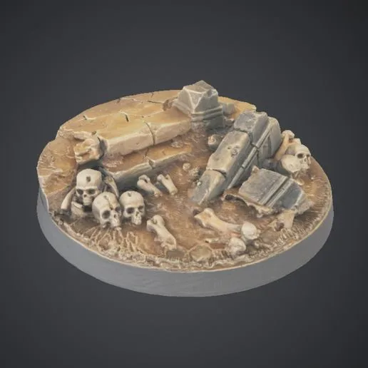 Ancient Ruins Bonefield Miniature Base - 40mm Scenic Display
