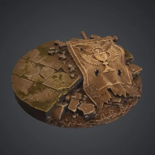 Fallen Banner Scenic Miniature Base - 40mm Grimdark Display