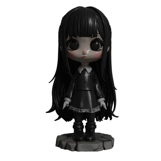 Chibi Goth Girl - Dark Victorian Miniature 32mm (with Display Base)
