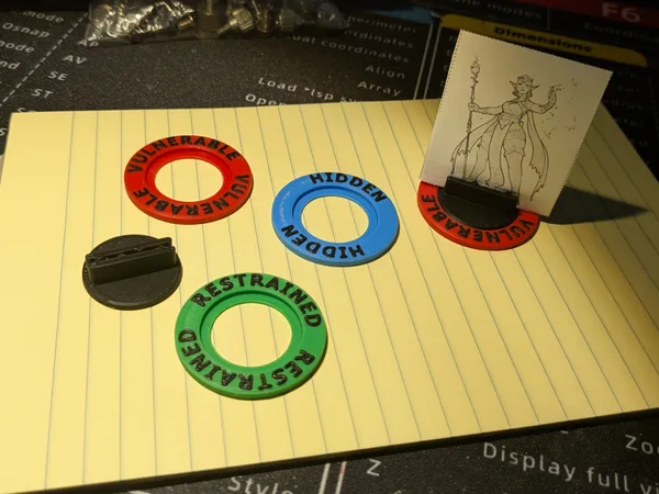 TTRPG Standee Mount & Condition Indication Rings.
