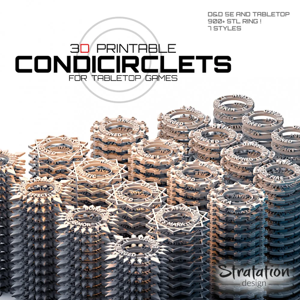 CondiCirclets Mega Bundle - 938 STL!! - Condition Rings | Tokens | Counter | Tabletop Accessories