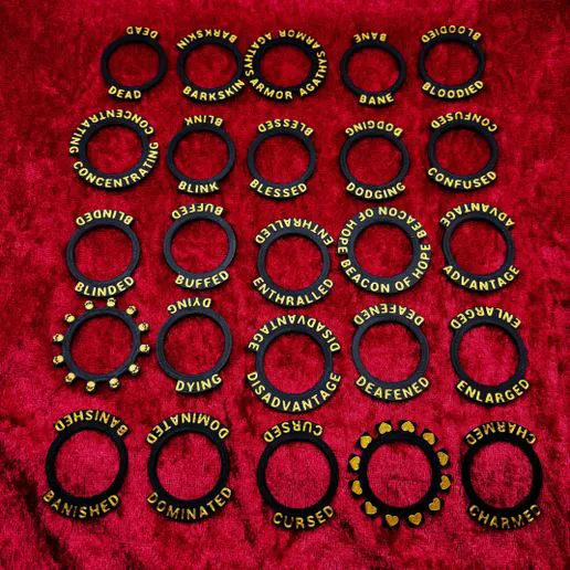 D&D Condition Marker Rings – Complete Set of 72 RPG Status Markers Tabletop