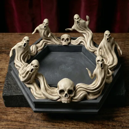 Spectre Ring Dice Tray - Haunted Skull Rolling Pool STL