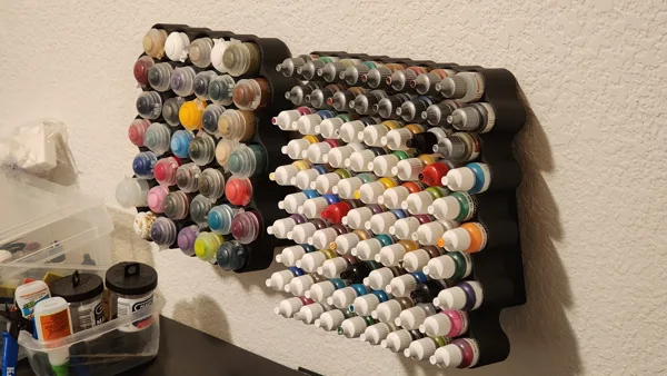 Wall mounted Citadel and Vallejo paint rack