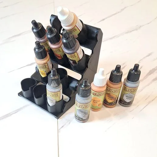 Army sized paint rack for holding Army Painter (Or dropper sized) paints.