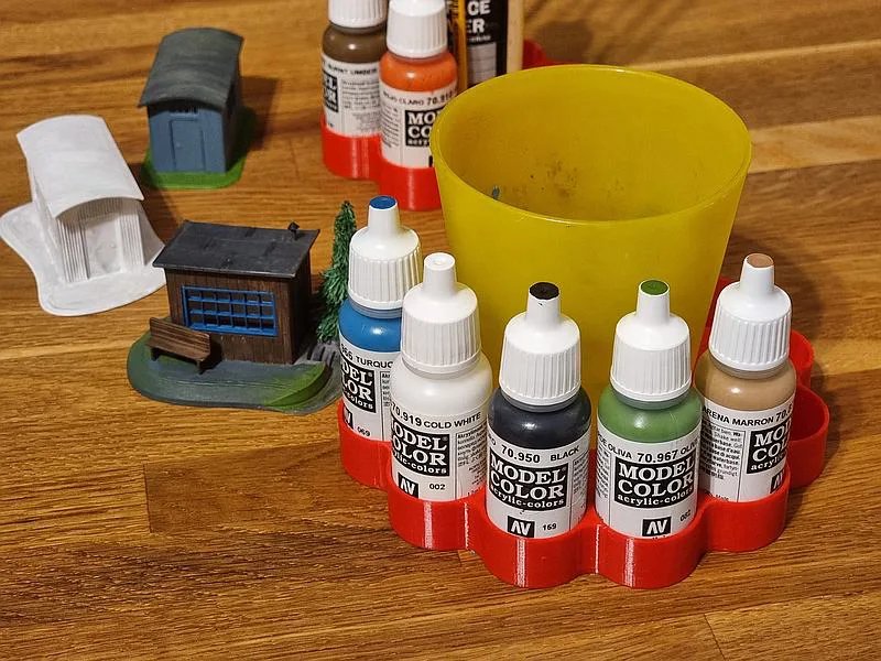Paint Bottle Organizer with cup holder Vallejo, Army Painter 17ml