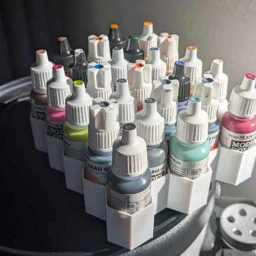 Hex grid acrylic paint bottle holder