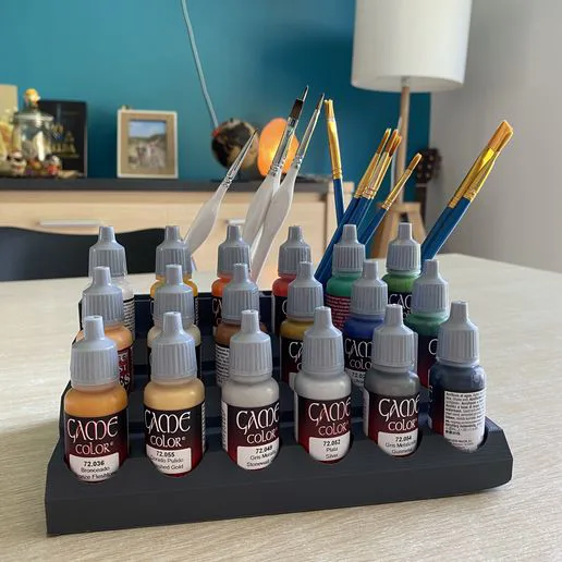 Vallejo paint bottle holder + Brushes