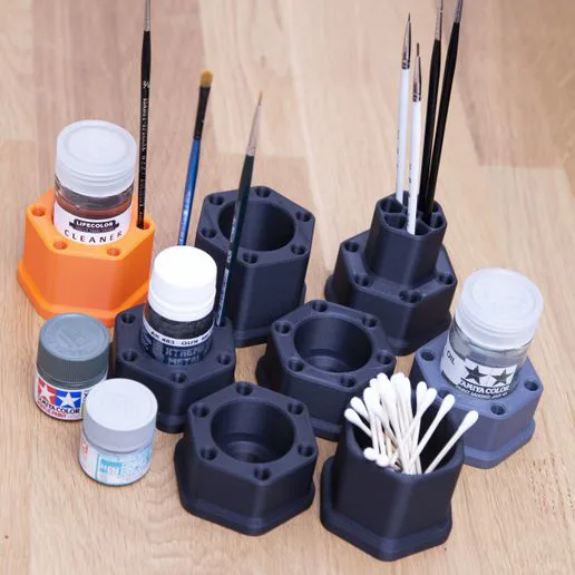 Scale Modeling Paint Jar and Brush Holders