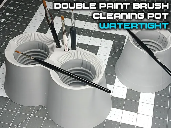 Miniature Double Paint Brush Cleaning Pot