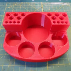 Brush, cup and Tamiya 10ml acrylic paint holder for scale modelers