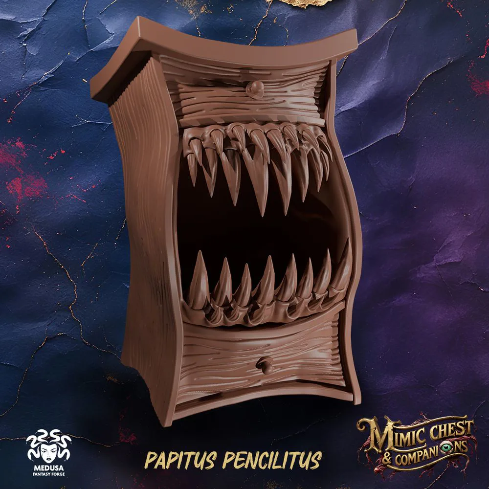 Papitus Pencilitus - Mimic Chest & Companions (Pencil & brush Holder)